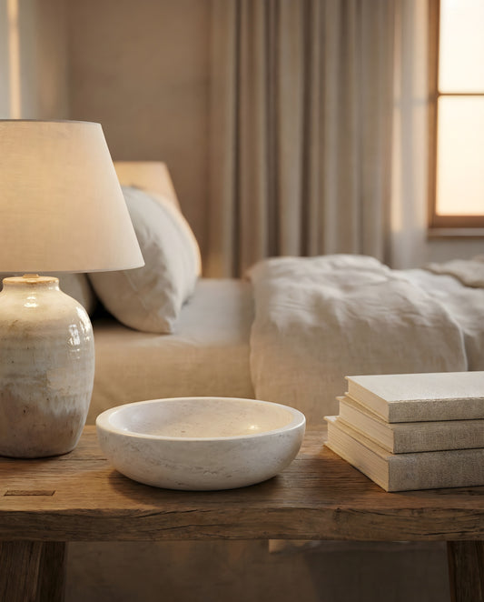 White Travertine Bowl