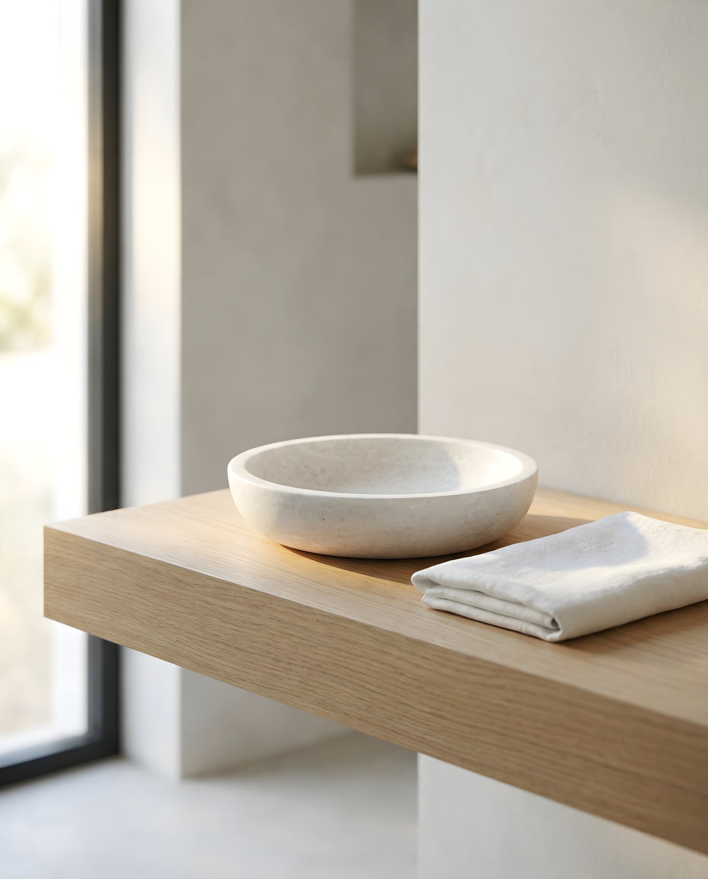 White Travertine Bowl