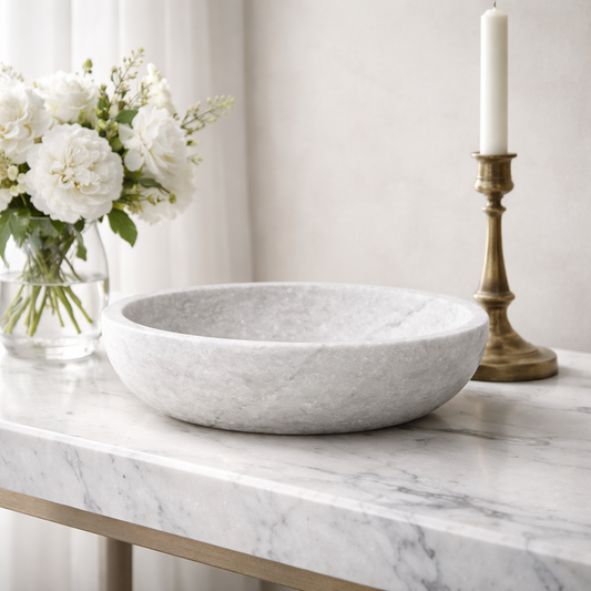 White Travertine Bowl