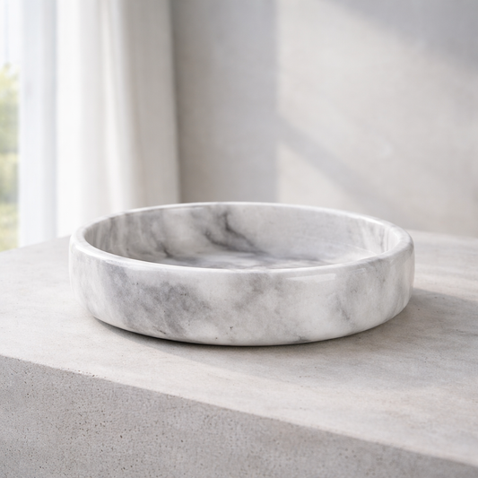White Grey Marble Bowl