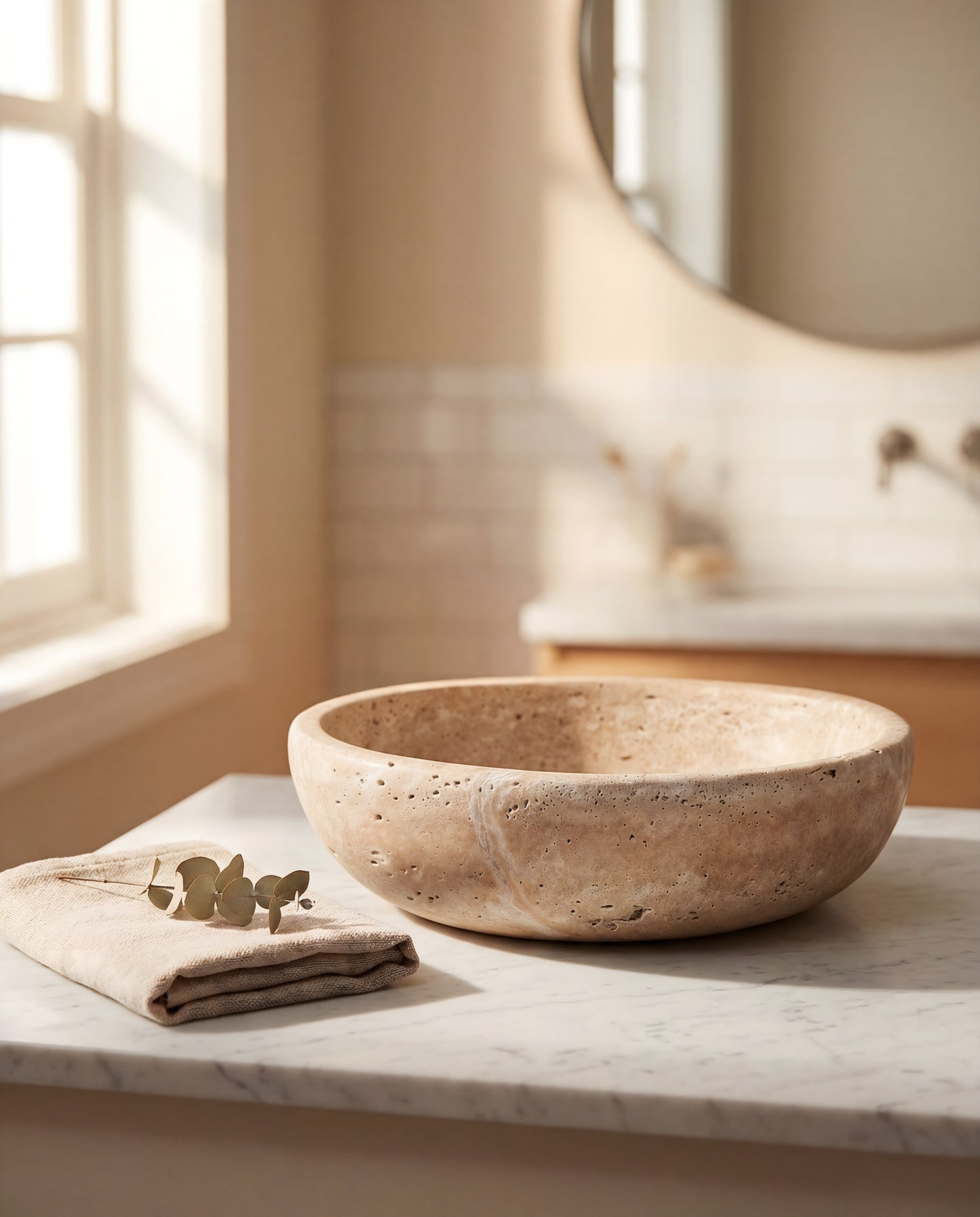 Natural Travertine Bowl