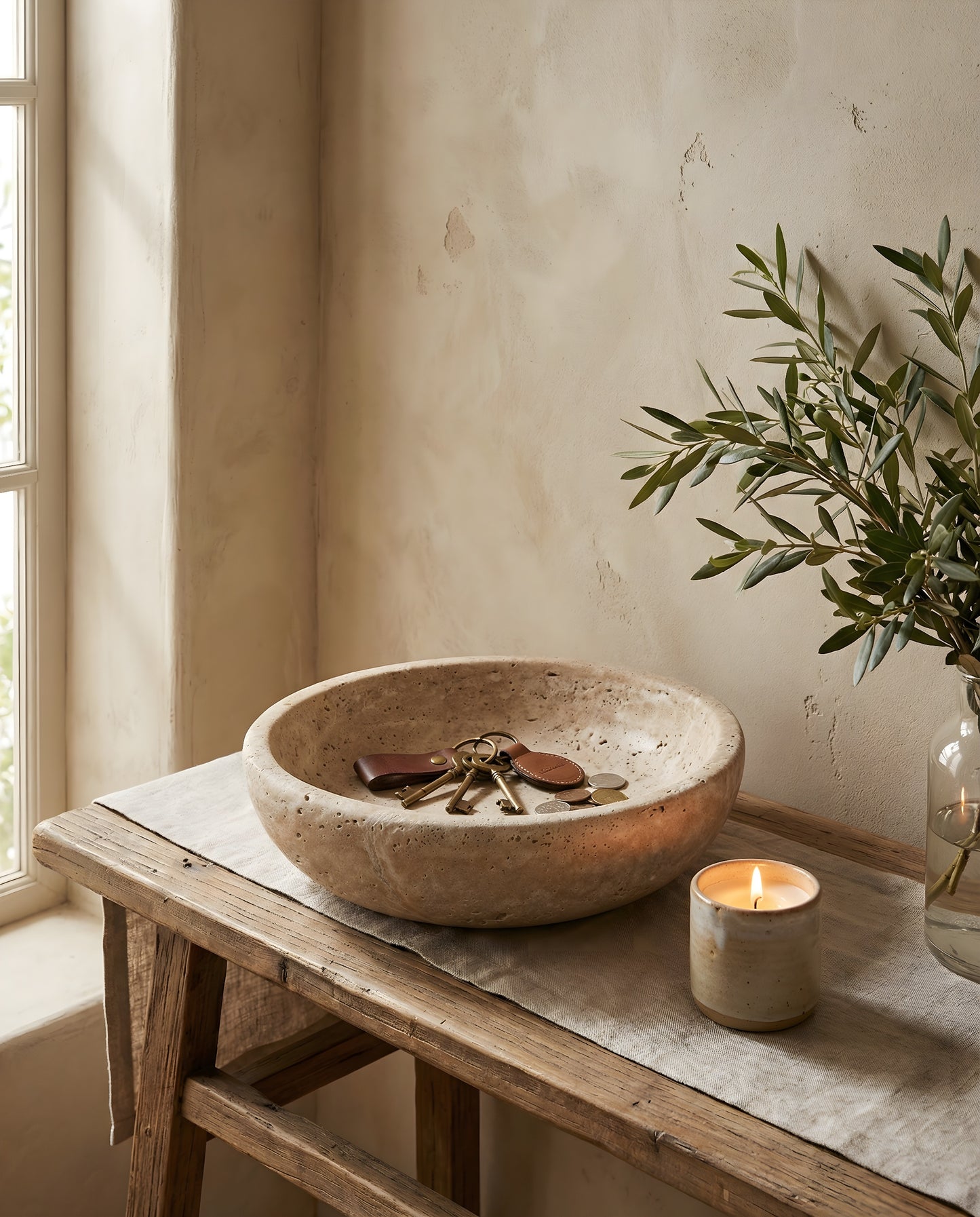 Natural Travertine Bowl
