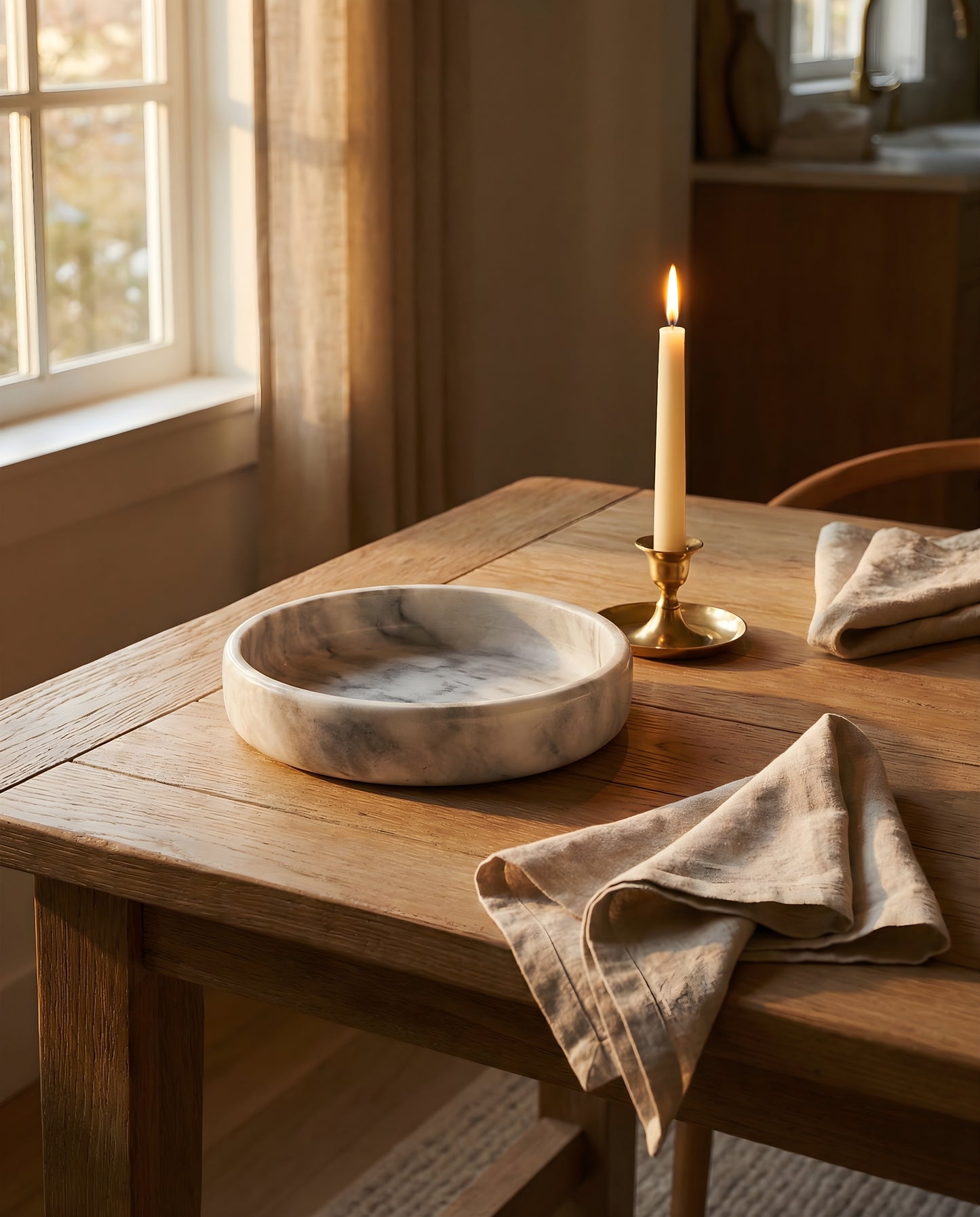 White Grey Marble Bowl