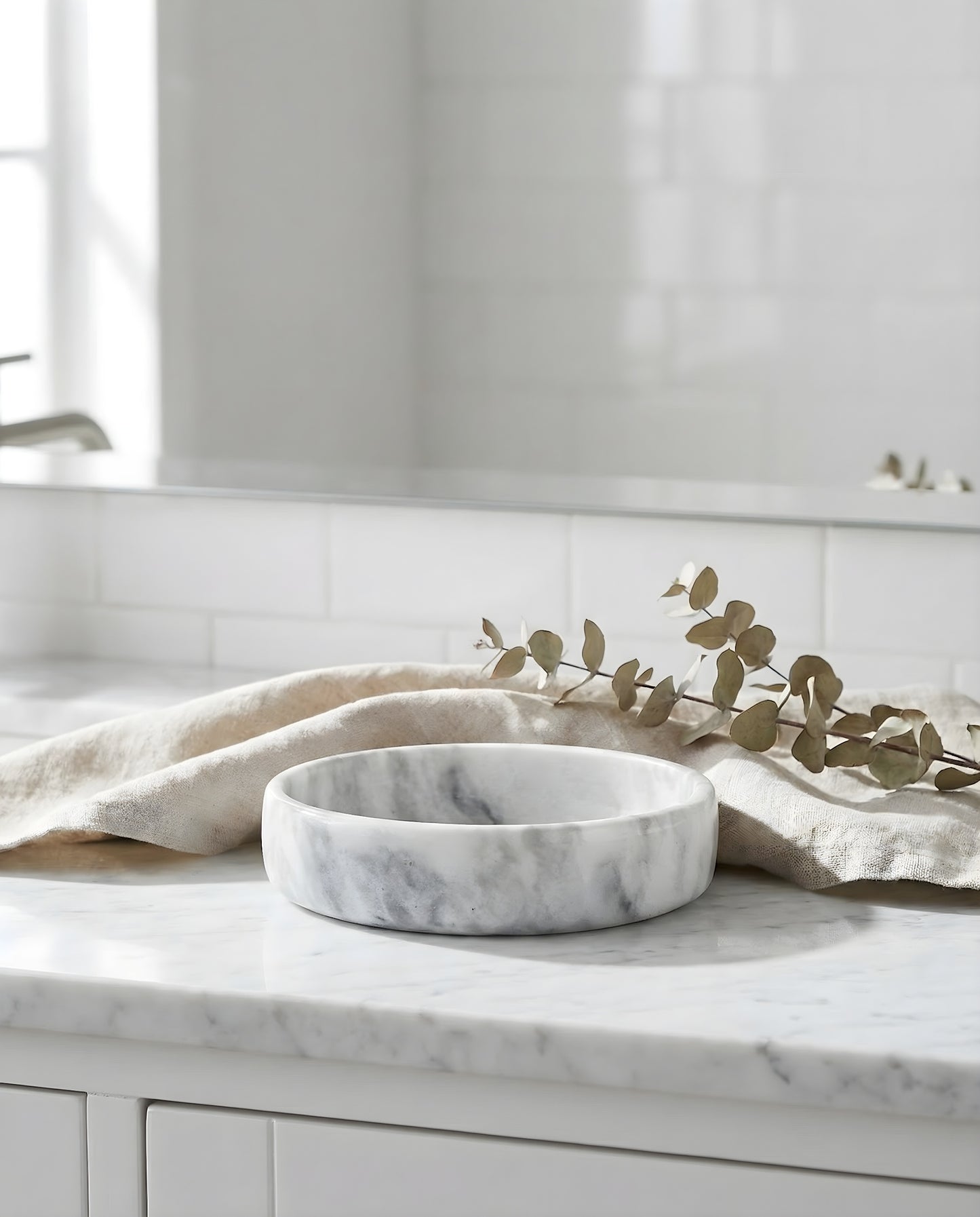 White Grey Marble Bowl