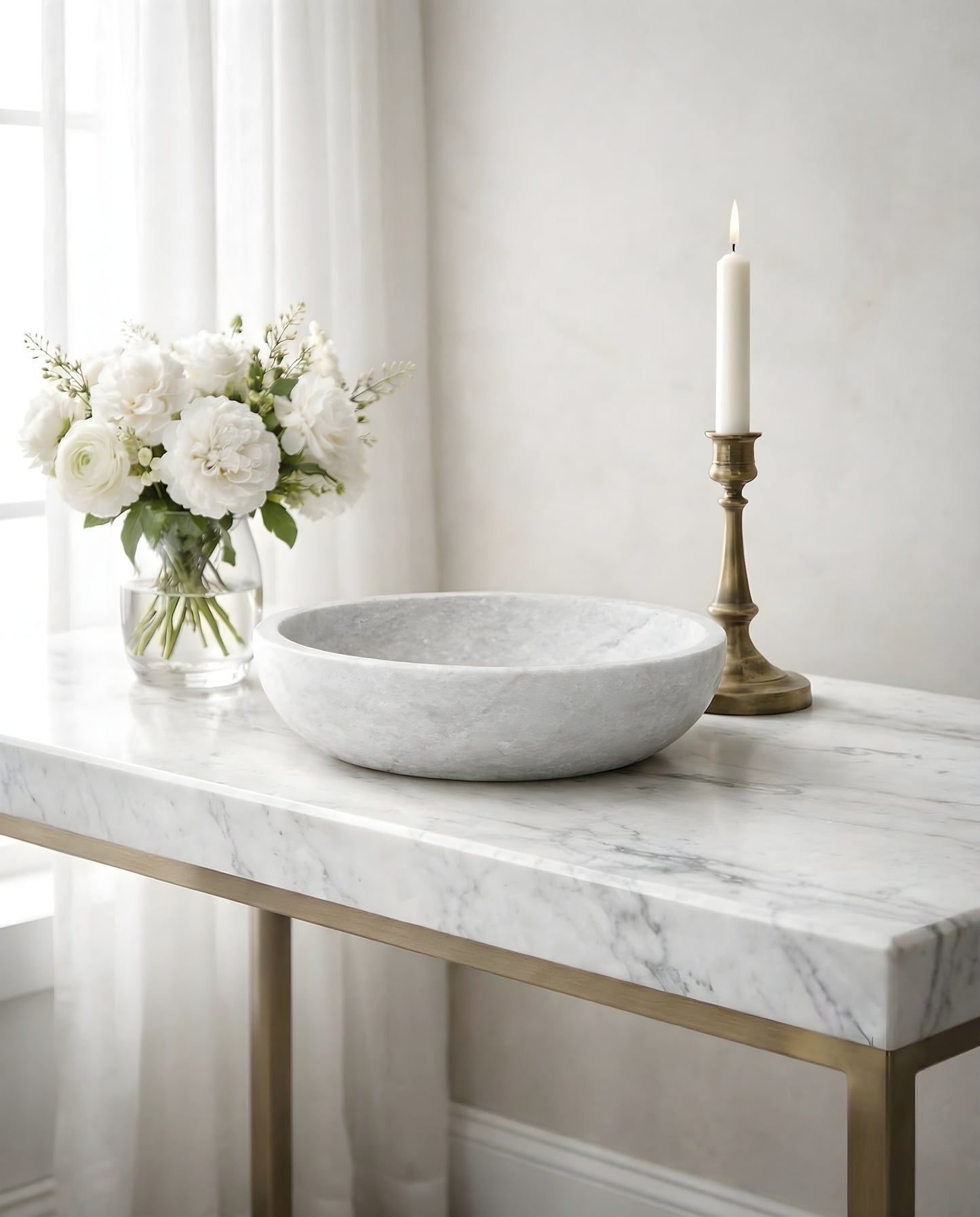 White Travertine Bowl