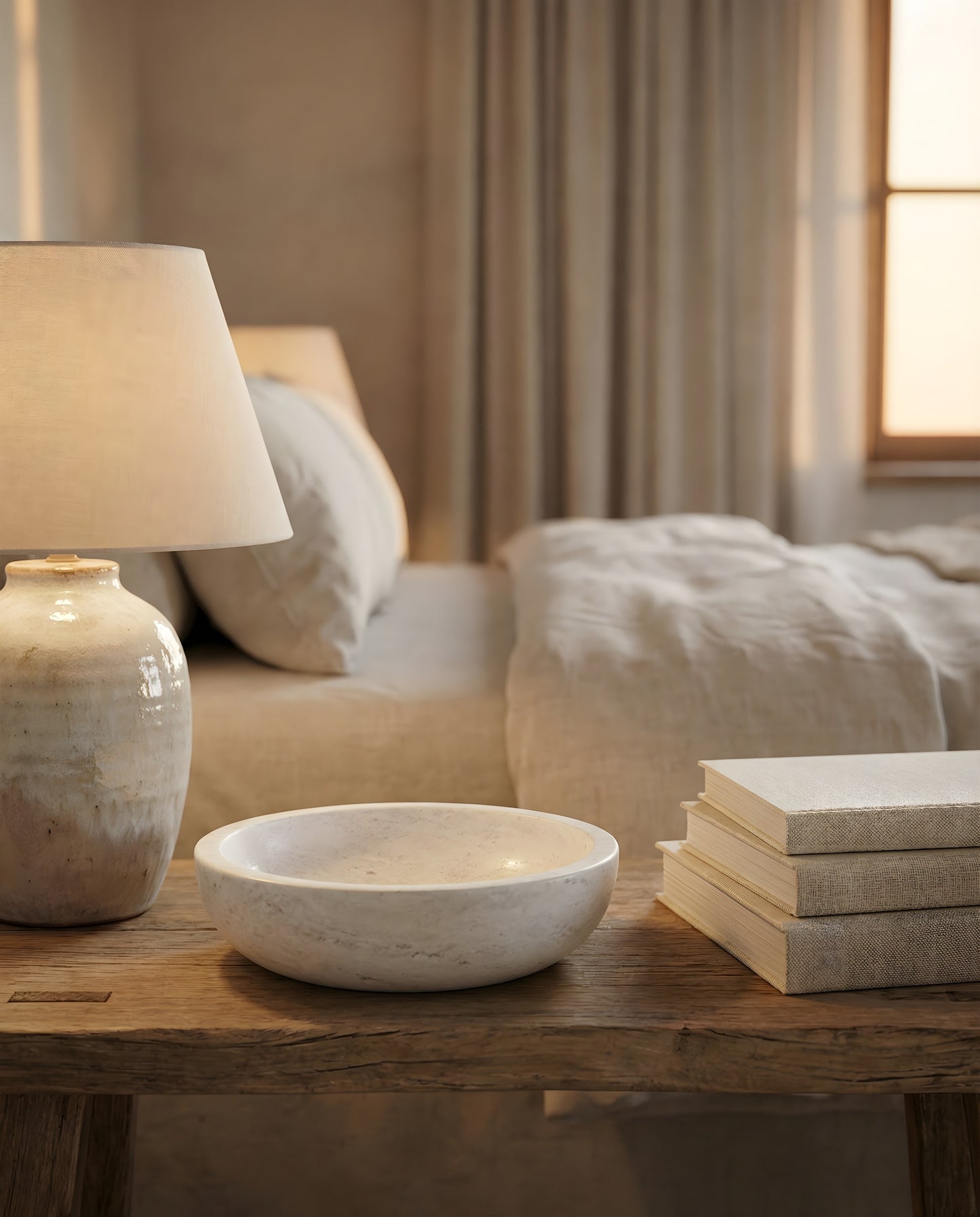 White Travertine Bowl